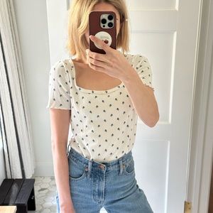 Pointelle Squareneck Top